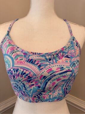 Lilly Pulitzer Luxletic Deena Sports Bra Happy As A Clam Size L